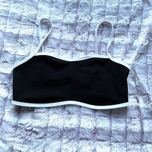 Black & White Trim Crop Top Spaghetti Strap Contrast Style